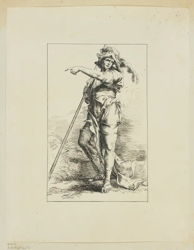 Figure with Staff Pointing Wall Art by Salvator Rosa - High-Resolution Digital Print