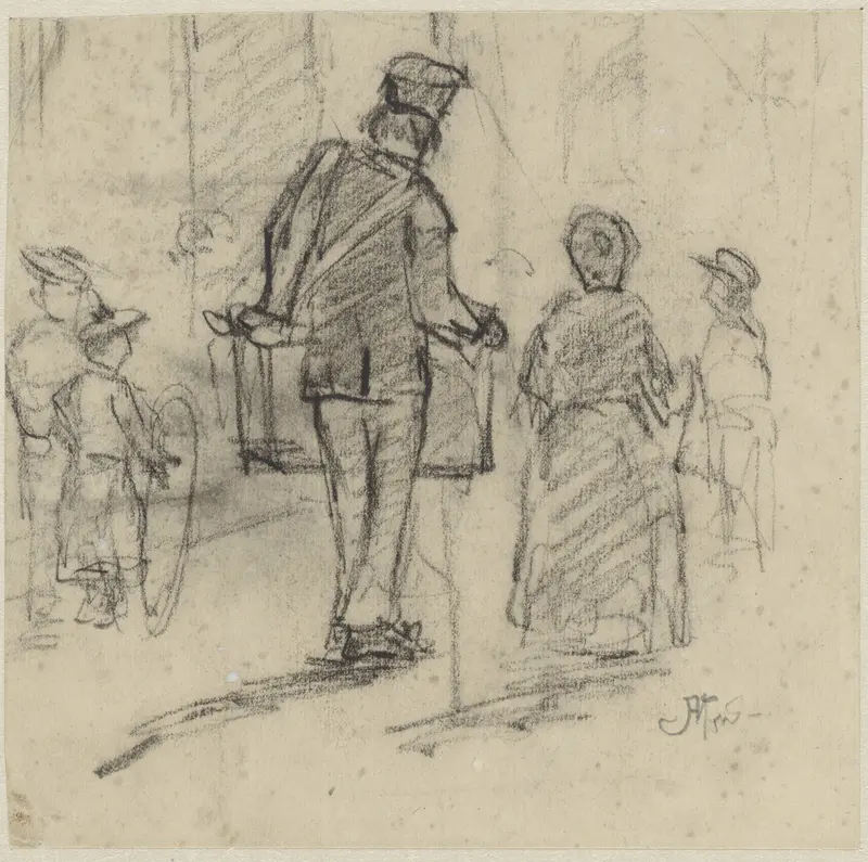 Figuren op straat Wall Art by Johannes Abraham Mondt - High-Resolution Digital Print