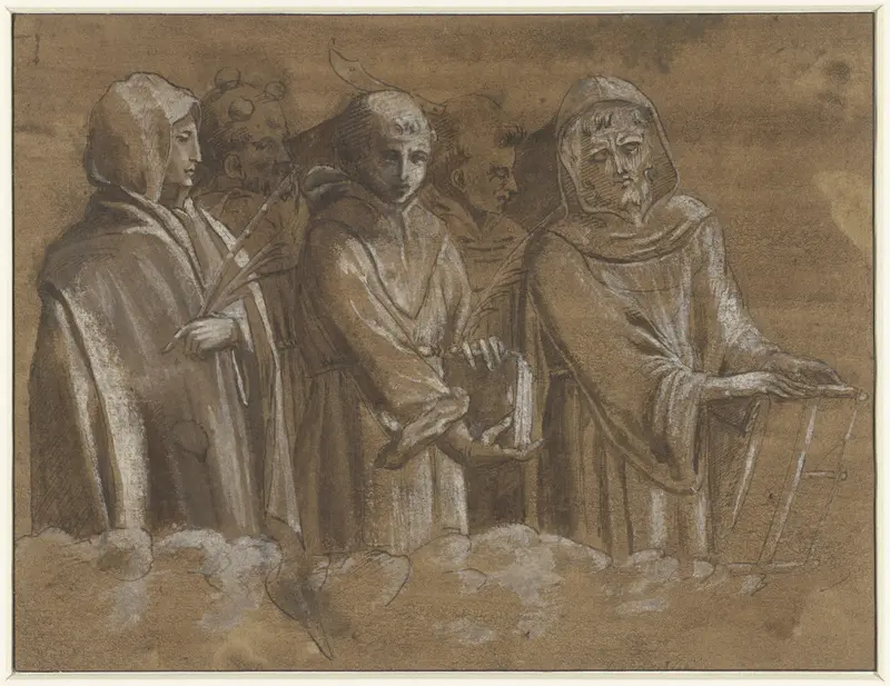 Figuren van martelaars boven een wolkenrand Wall Art by anonymous - High-Resolution Digital Print