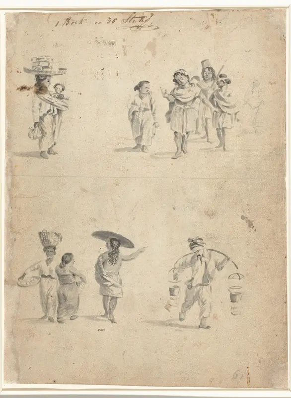 Figuren van vrouwen in dagelijkse bezigheden Wall Art by Unknown - High-Resolution Digital Print