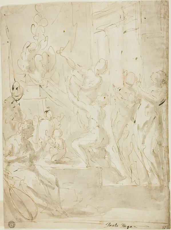 Figures at an Altar or Classical Sacrifice Wall Art by Paolo Pagani - High-Resolution Digital Print