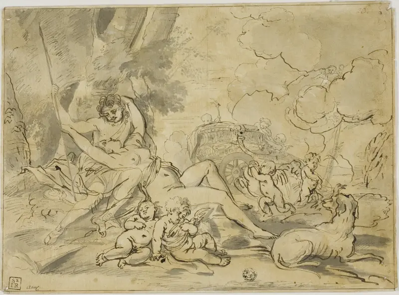 Figures, Chariot and Dog Wall Art by Nicolas Poussin - High-Resolution Digital Print