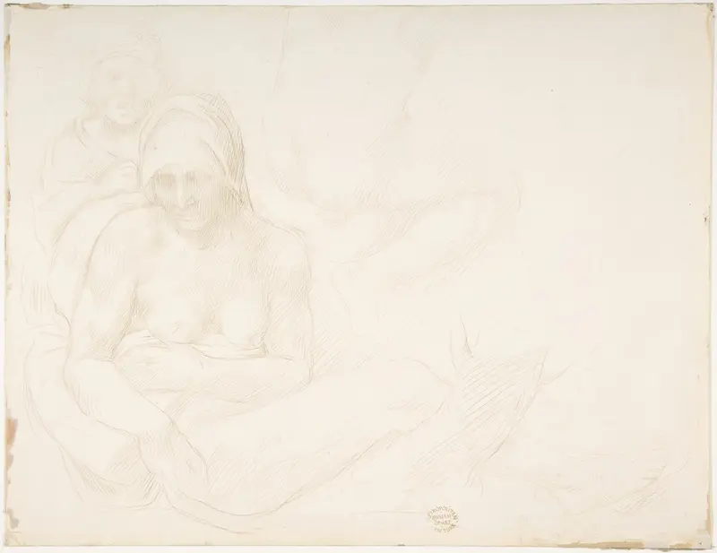 Figures from "The Deluge" of Michelangelo Wall Art by Alphonse Legros - High-Resolution Digital Print