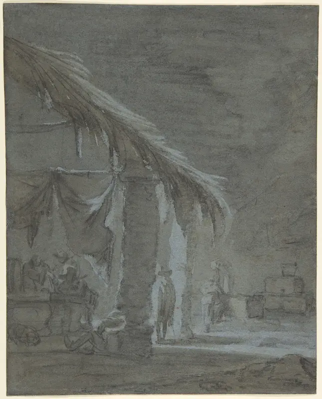 Figures in an Outdoor Tavern Wall Art by Jan Asselijn - High-Resolution Digital Print