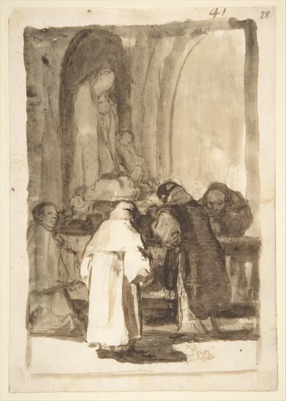 Figures inside a church; page 41 from the "Images of Spain" Album (F)