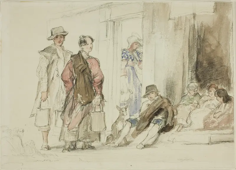 Figures near Doorway