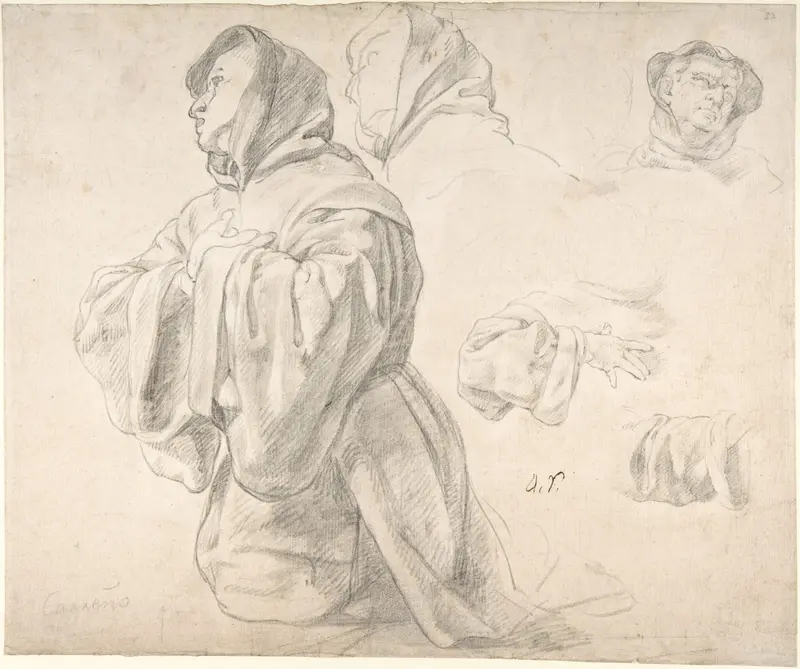 Figures of Monks Wall Art by Juan Carreño de Miranda - High-Resolution Digital Print