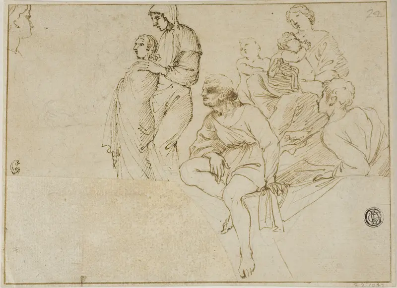 Figures on Balustrade Wall Art by Domenichino - High-Resolution Digital Print