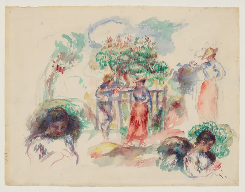 Figures under a Tree Wall Art by Auguste Renoir - High-Resolution Digital Print