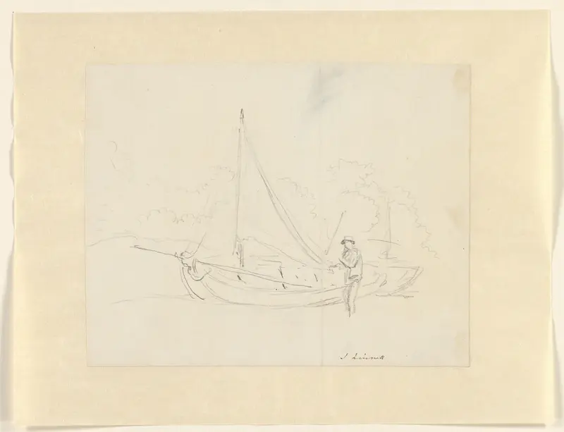 Figuur bij een zeilschip Wall Art by John Linnell (II) - High-Resolution Digital Print