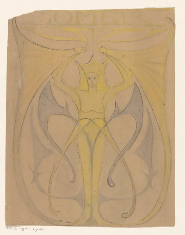 Figuur met opgeheven armen in fantasiekostuum Wall Art by Reinier Willem Petrus de Vries (1874-1953) - High-Resolution Digital Print
