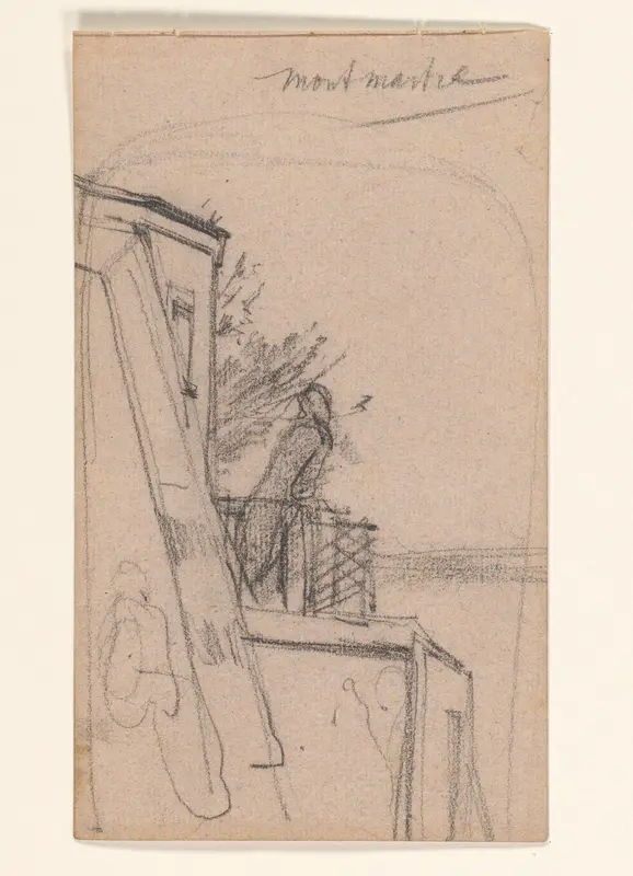 Figuur op een balkon in Montmartre, Parijs Wall Art by August Allebé - High-Resolution Digital Print