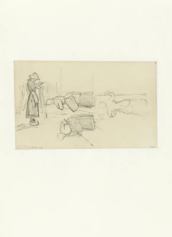 Figuurstudie met een staande en twee liggende mannen Wall Art by Jozef Israëls - High-Resolution Digital Print