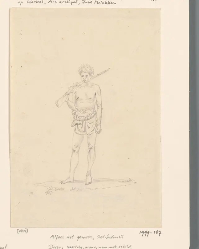 Figuurstudie van Alfoer met geweer, Zuidoost-Molukken Wall Art by Adrianus Johannes Bik - High-Resolution Digital Print