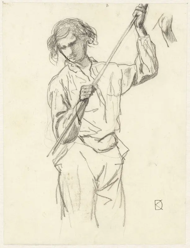 Figuurstudie van een man met een stok in de hand Wall Art by Johan Daniël Koelman - High-Resolution Digital Print