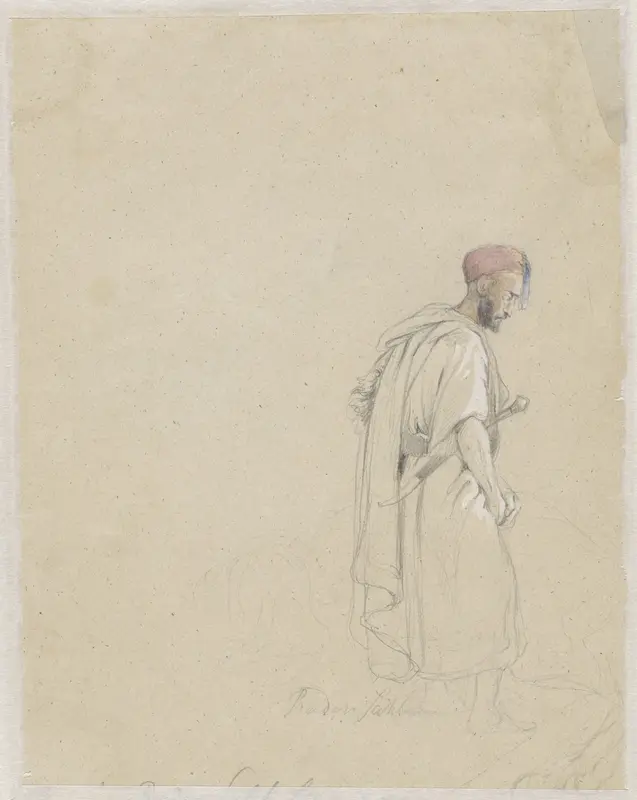 Figuurstudie van een man met tulband en zwaard Wall Art by Raden Sarief Bastaman Saleh - High-Resolution Digital Print
