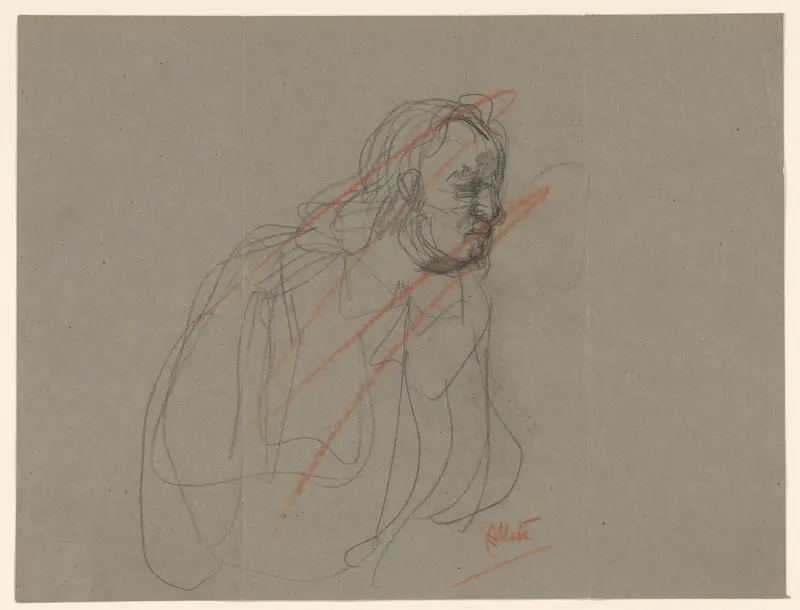 Figuurstudie van een man Wall Art by August Allebé - High-Resolution Digital Print
