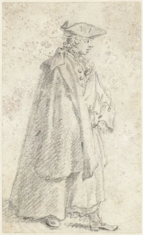 Figuurstudie van een staande man, bijna en profil naar rechts Wall Art by Simon Fokke - High-Resolution Digital Print