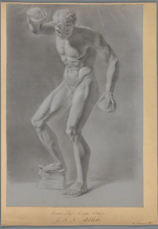 Figuurstudie van een staande man, van voren gezien Wall Art by August Allebé - High-Resolution Digital Print