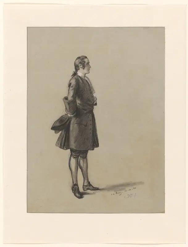 Figuurstudie van een staande man, zijn steek op de rug houdend Wall Art by David Bles - High-Resolution Digital Print