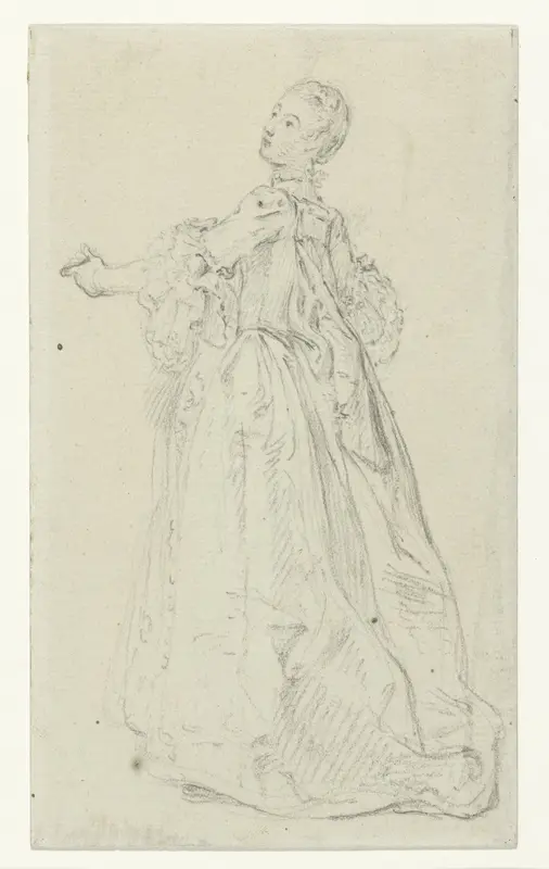 Figuurstudie van een staande vrouw Wall Art by Hubert François Gravelot - High-Resolution Digital Print