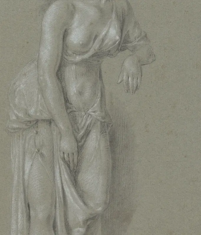 Figuurstudie van een vrouw in een klassiek gewaad, driekwart naar rechts staand Wall Art by Unknown - High-Resolution Digital Print