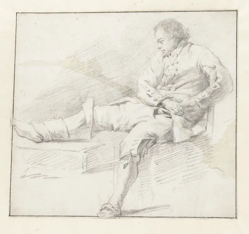 Figuurstudie van een zittende man, naar links Wall Art by Hermanus van Brussel - High-Resolution Digital Print