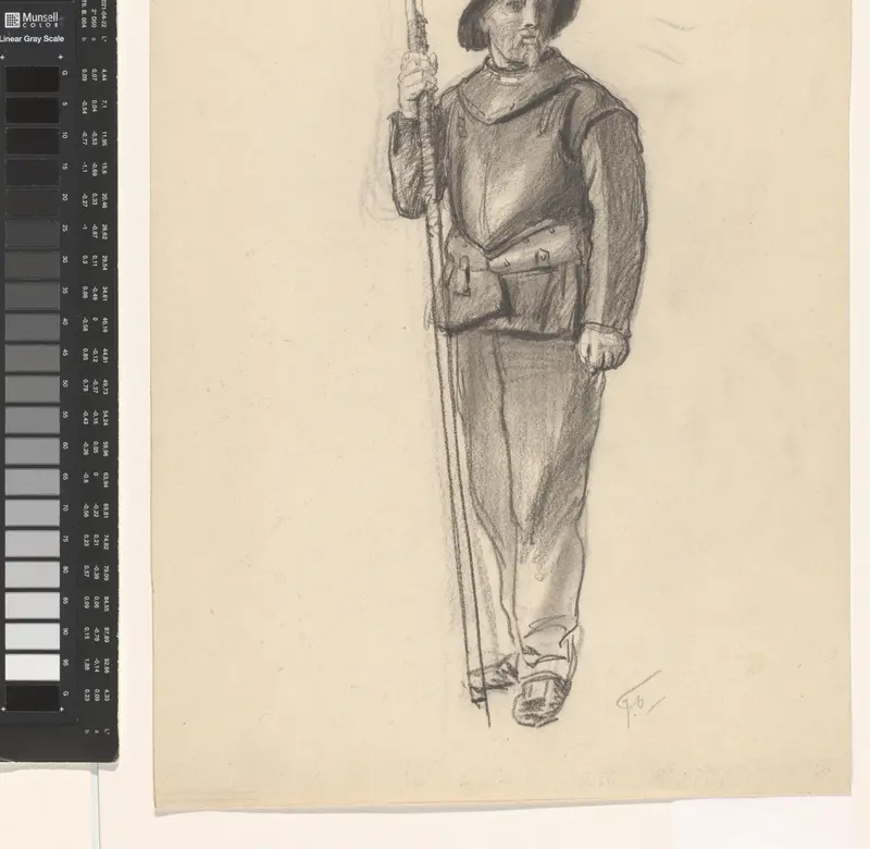 Figuurstudie van mannelijk model in antiek harnas Wall Art by Unknown - High-Resolution Digital Print