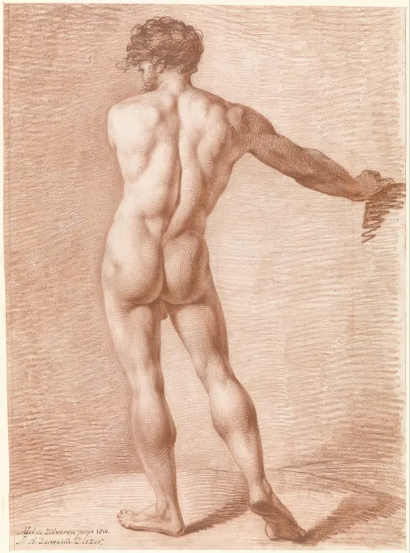 Figuurstudie van staand naakt Wall Art by Jean Augustin Daiwaille - High-Resolution Digital Print