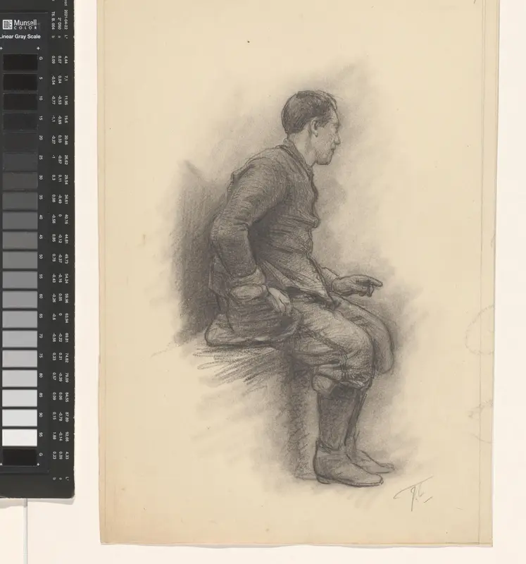 Figuurstudie van zittende man Wall Art by Unknown - High-Resolution Digital Print