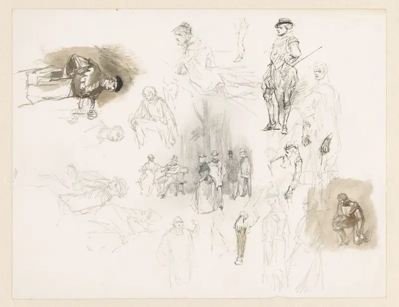 Figuurstudies en wandelaars in een park Wall Art by Alexander Schaepkens - High-Resolution Digital Print