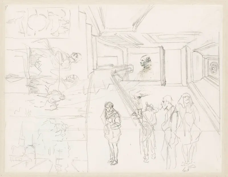 Figuurstudies, karikaturen en een trappenhuis Wall Art by Alexander Schaepkens - High-Resolution Digital Print