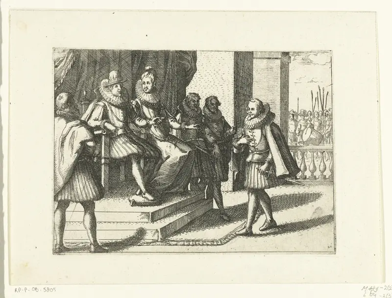 Filips III geeft op advies van Margaretha van Oostenrijk militaire hulp aan Hongarije tegen de Turken Wall Art by Jacques Callot - High-Resolution Digital Print
