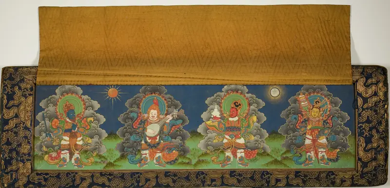 Final Page and Back Cover of Buddhist Manuscript With Four Guardian Kings Wall Art by Unknown - High-Resolution Digital Print
