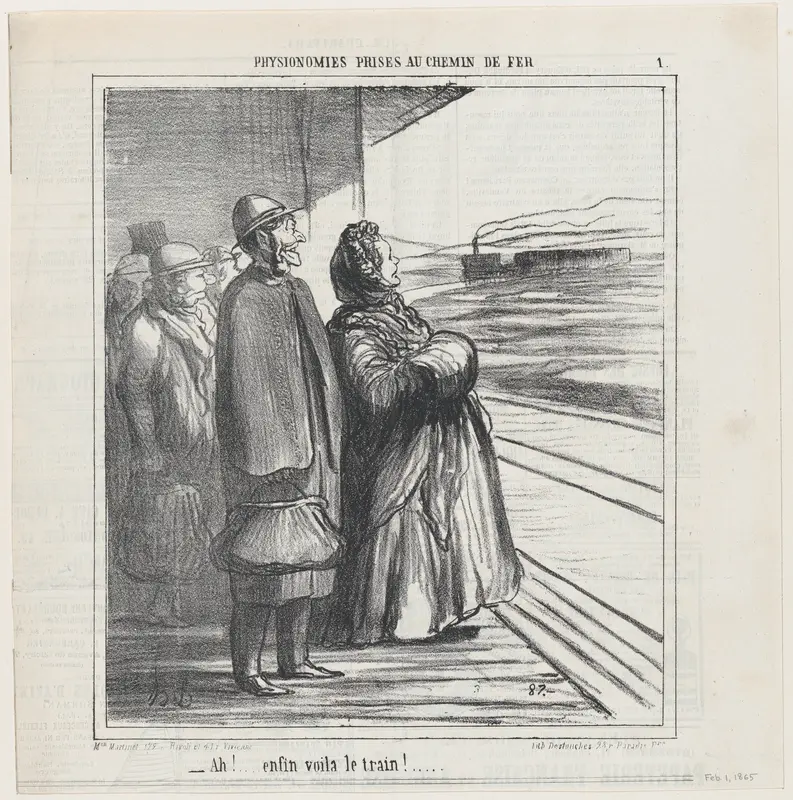 Finally! Here comes the train, from 'People on the train,' published in Le Charivari, February 1, 1865 Wall Art by Honoré Daumier - High-Resolution Digital Print