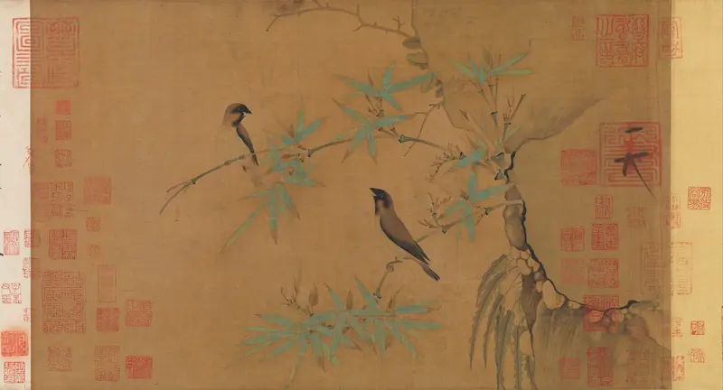 Finches and bamboo Wall Art by Emperor Huizong - High-Resolution Digital Print