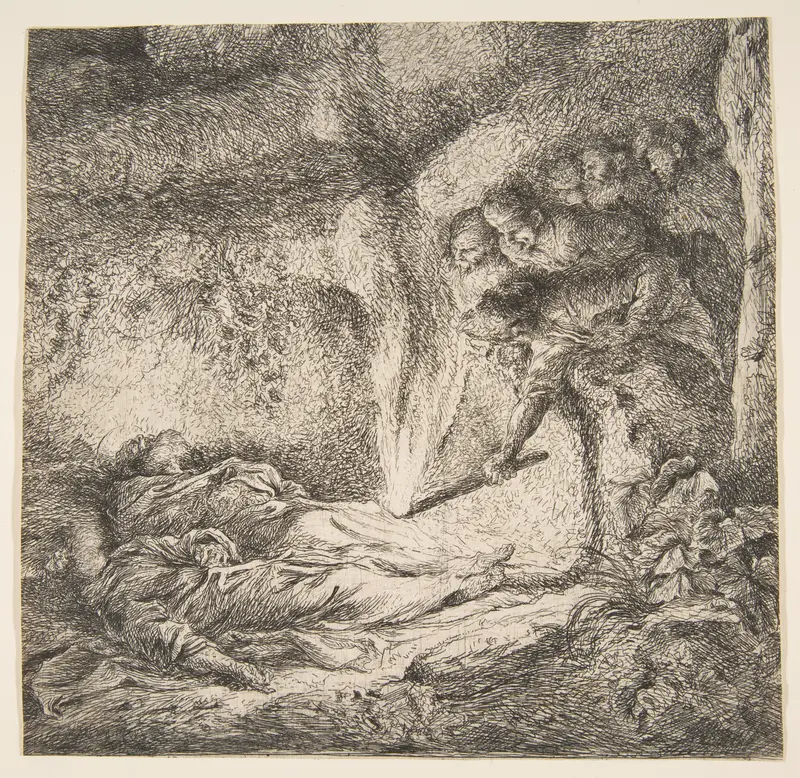 Finding the bodies of Saints Peter and Paul (fragment) Wall Art by Giovanni Benedetto Castiglione (Il Grechetto) - High-Resolution Digital Print