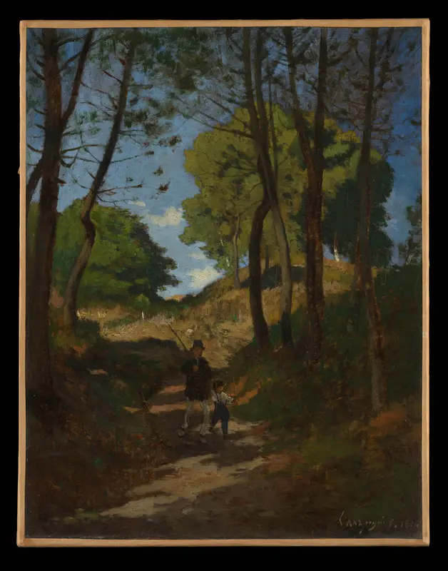 Fir Trees in Les Trembleaux, near Marlotte (Sapins aux Trembleaux à Marlotte) Wall Art by Henri-Joseph Harpignies - High-Resolution Digital Print