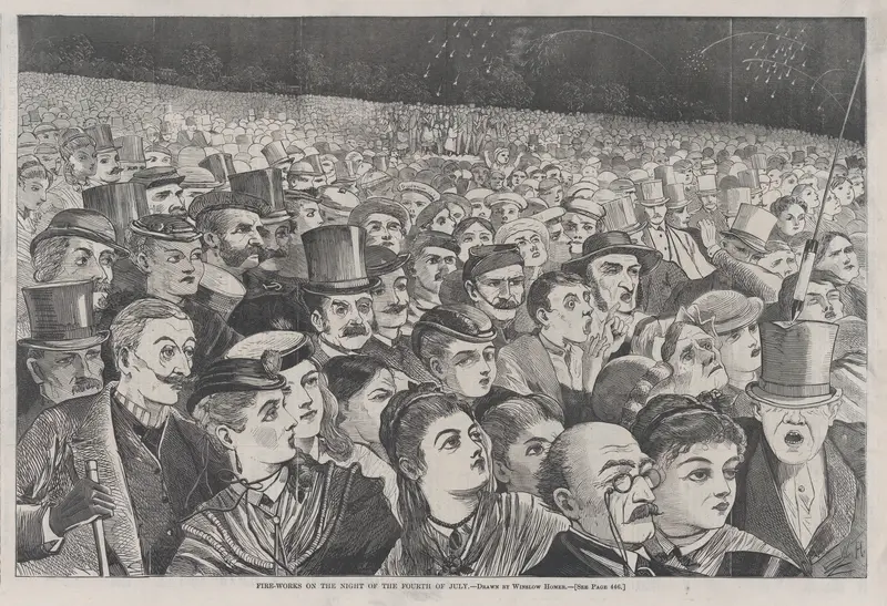 Fire-Works on the Night of the Fourth of July (from "Harper's Weekly," Vol. XII) Wall Art by Winslow Homer - High-Resolution Digital Print