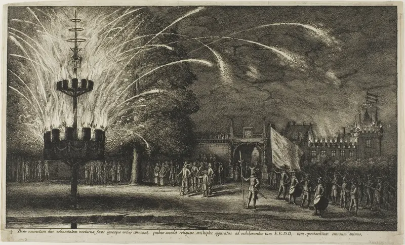 Fireworks at Hemissem Wall Art by Wenceslaus Hollar - High-Resolution Digital Print