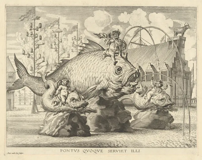 Fish Construction in Honor of the Entry of Cardinal-Infante Ferdinand into Ghent in 1635 Wall Art by Anton van der Does - High-Resolution Digital Print