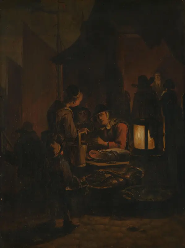 Fish market at night Wall Art by Egbert Lievensz. van der Poel - High-Resolution Digital Print