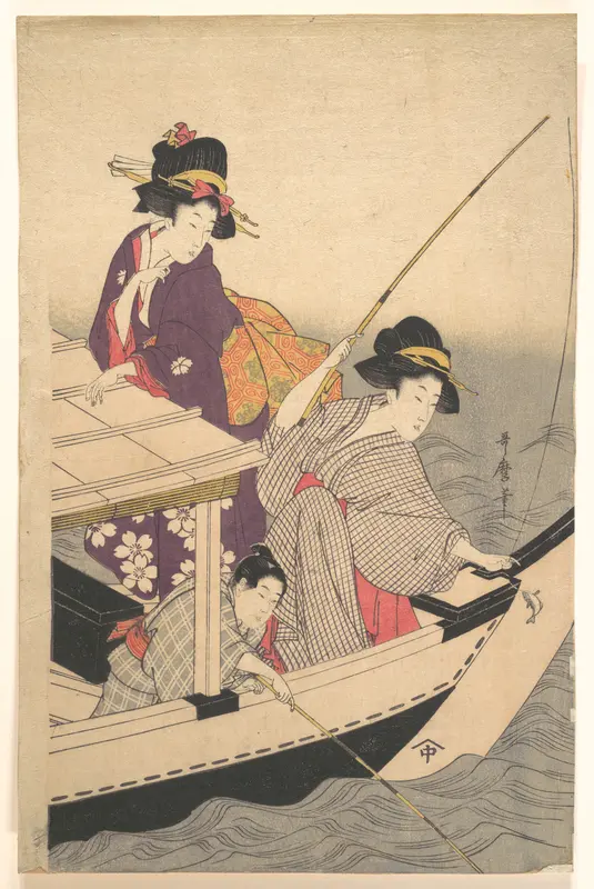 Fishing Wall Art by Kitagawa Utamaro - High-Resolution Digital Print
