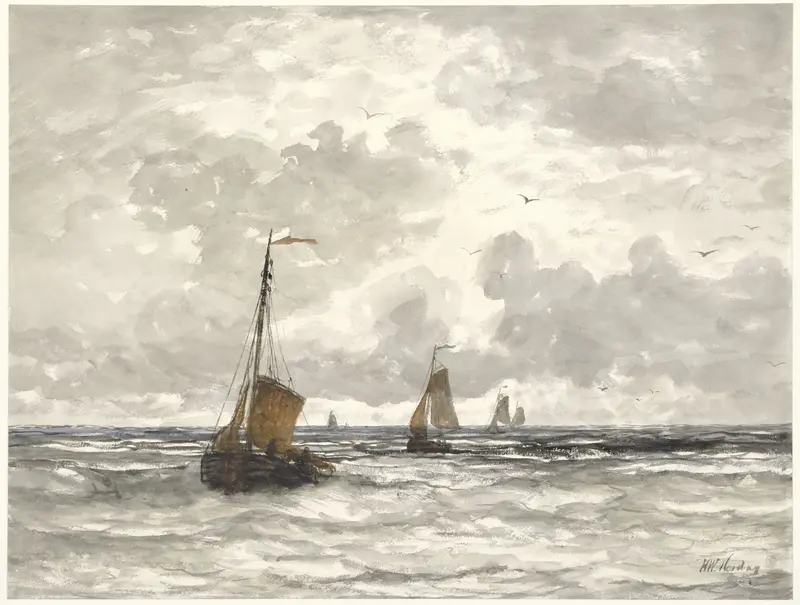 Fishing Boats on the Breakers Wall Art by Unknown - High-Resolution Digital Print
