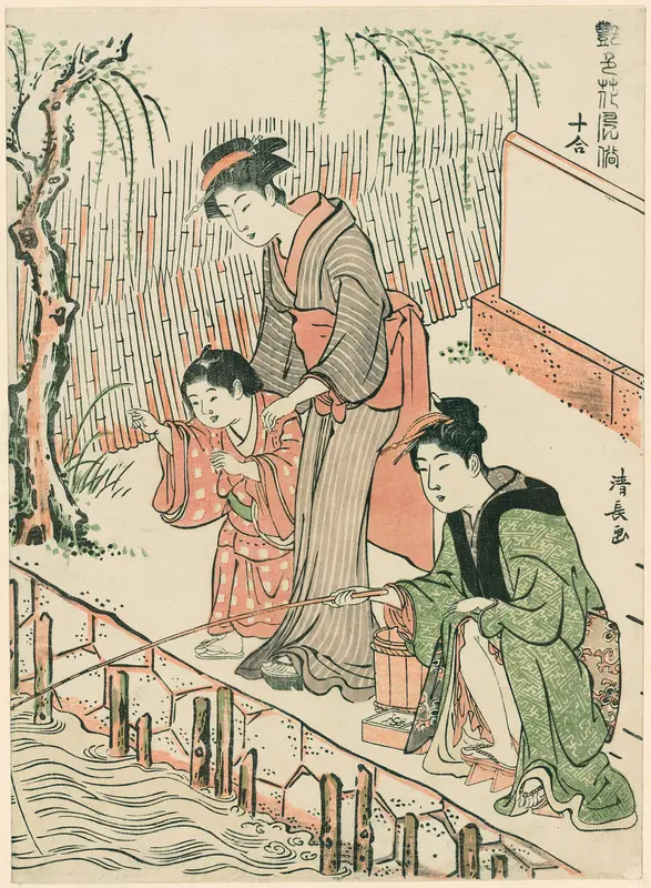 Fishing, from the series "A Set of Ten Beauties in Flowerlike Styles (Enshoku hana fuzoku ju awase)"