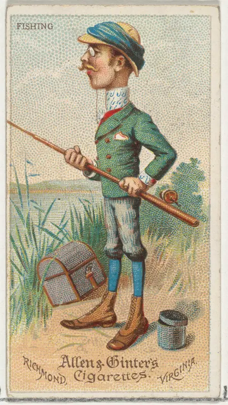Fishing, from World's Dudes series (N31) for Allen & Ginter Cigarettes Wall Art by Allen & Ginter - High-Resolution Digital Print