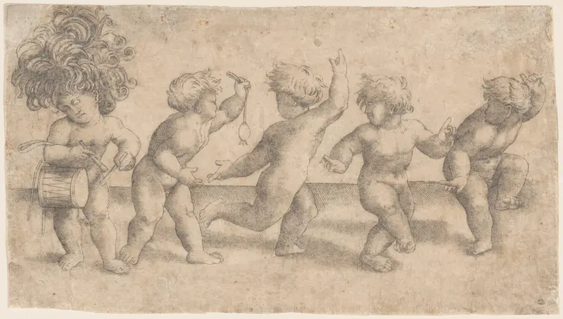 Five Dancing Putti Wall Art by Amico Aspertini - High-Resolution Digital Print