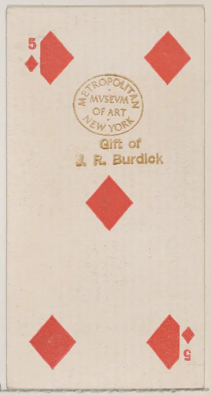 Five Diamonds (red), from the Playing Cards series (N84) for Duke brand cigarettes Wall Art by W. Duke, Sons & Co. - High-Resolution Digital Print