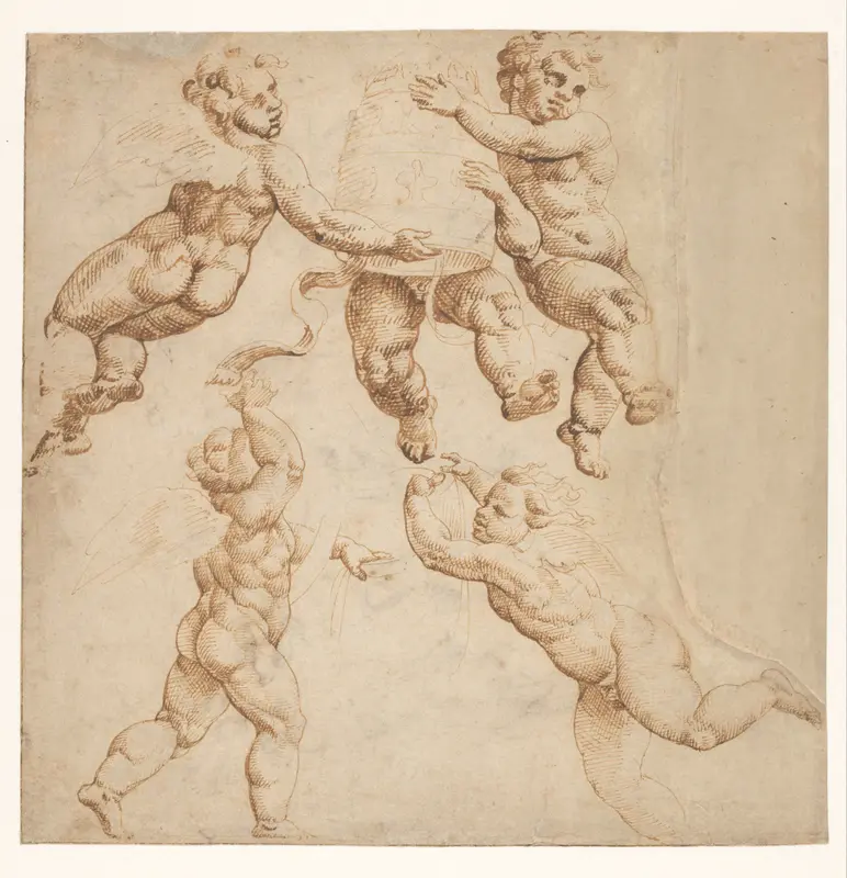 Five Hovering Angels Wall Art by Maarten van Heemskerck - High-Resolution Digital Print
