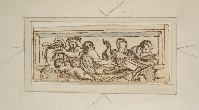 Five Music-Making Figures Wall Art by Giovanni Francesco Romanelli - High-Resolution Digital Print
